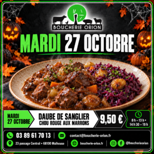 Daube de sanglier et chou rouge aux marrons